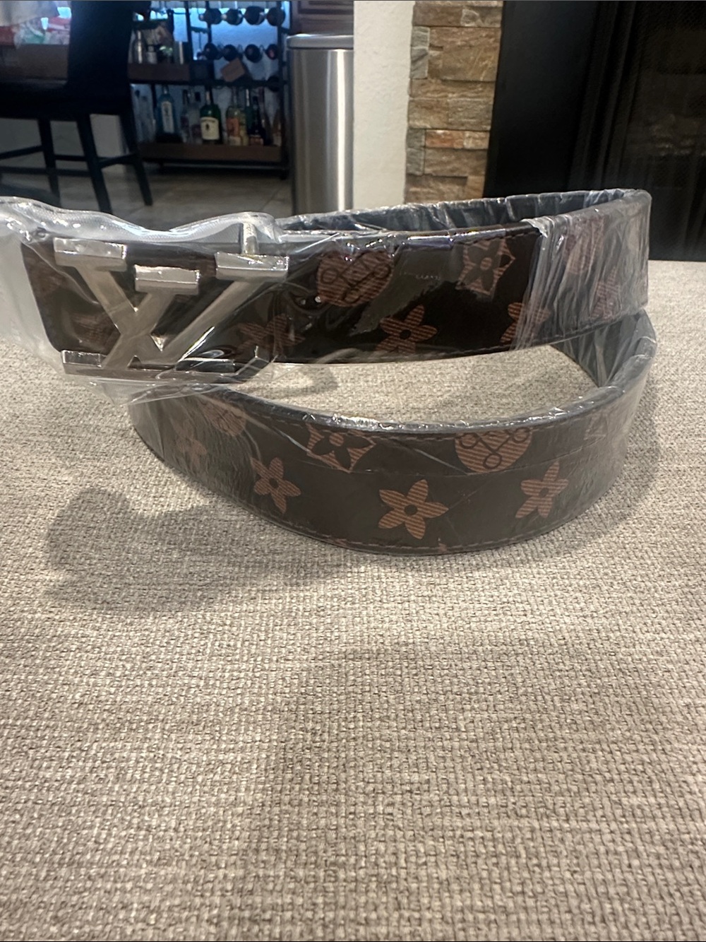 Brown Leather Belt with Silver Buckle